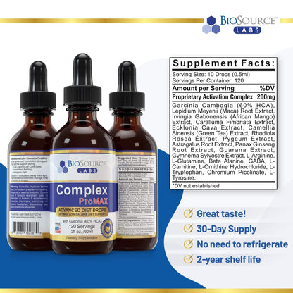 BioSource Labs Complex ProMAX Premium Diet Drops (2 x 2 oz Bottle) - Maple Wellness Supplements
