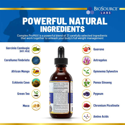 BioSource Labs Complex ProMAX Premium Diet Drops (2 x 2 oz Bottle) - Maple Wellness Supplements