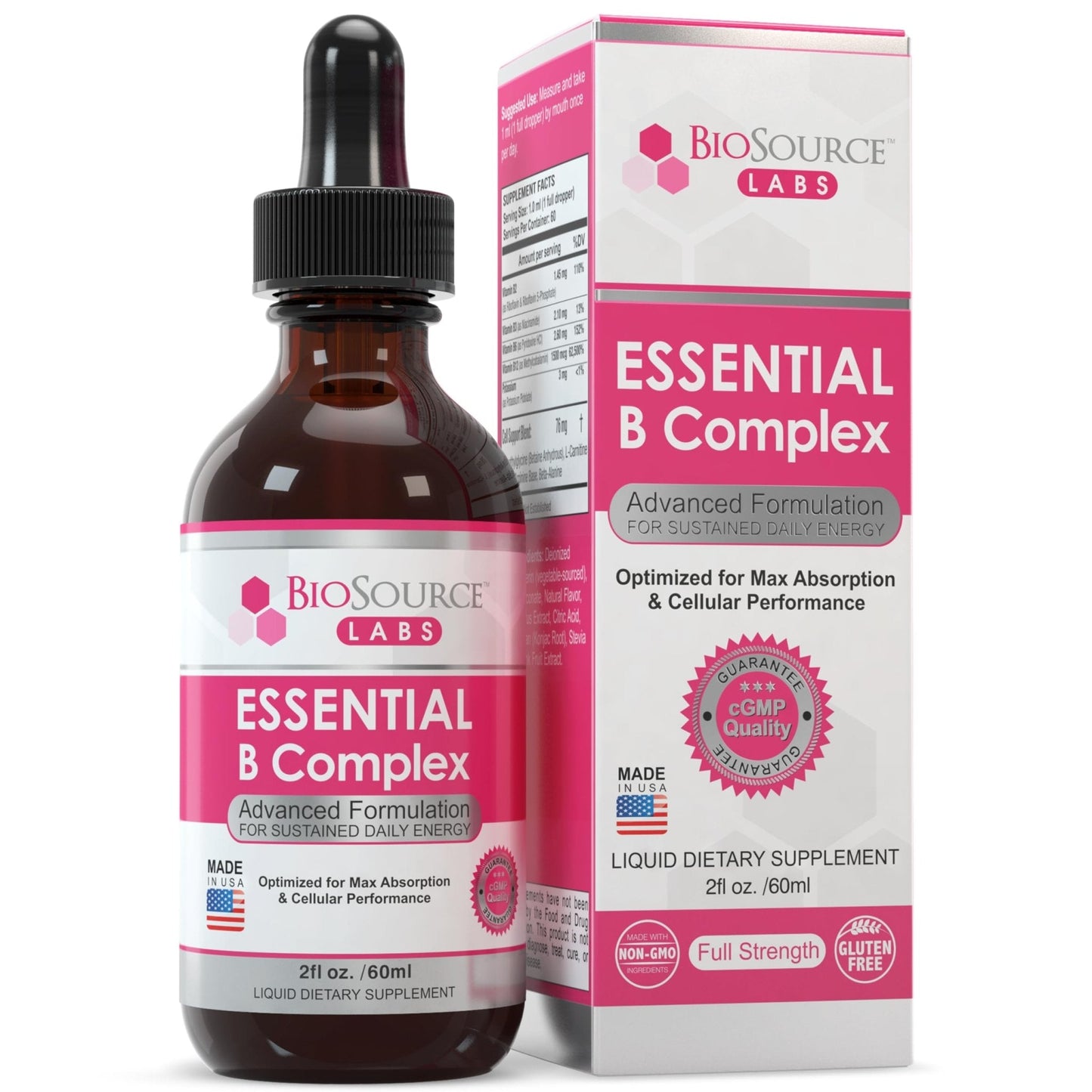 BioSource Labs Essential B Complex - Daily Vegan Vitamin B-Complex Sublingual Liquid - Maple Wellness Supplements