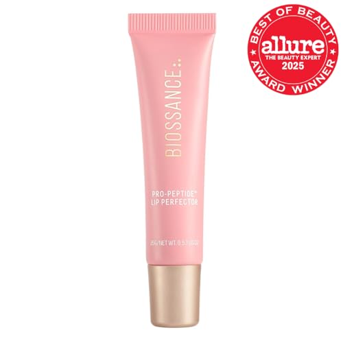 Biossance Pro-Peptide Lip Perfector – Triple-Treat Vegan Lip Balm – Deeply Hydrating with Pro-Peptides & Hyaluronic Acid – Enhances Natural Lip Color – Silky, Glossy Finish in Blush Quartz, Pink - Maple Wellness Supplements