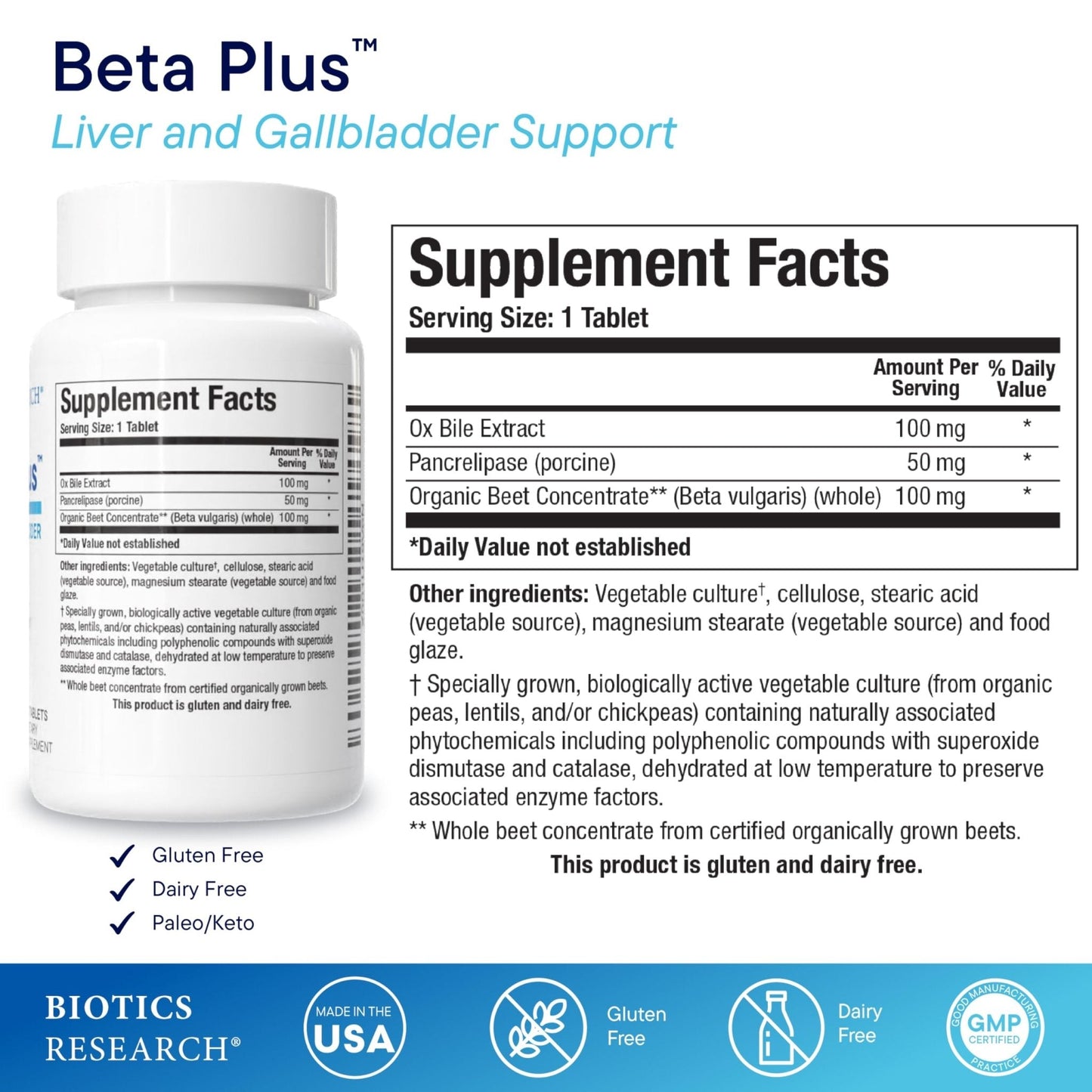 Biotics Research Beta-Plus™ Nutritional Ox Bile Salts Digestive Enzymes Supplement for Bile Production for No Gallbladder-Supports Overall Liver Function, - Maple Wellness Supplements