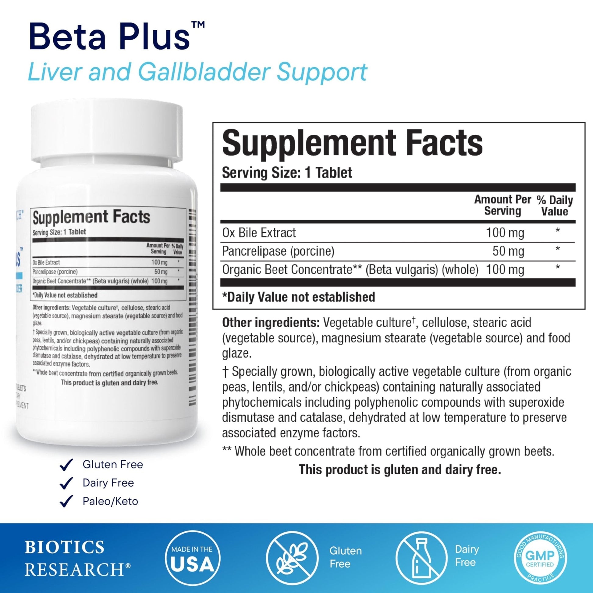 Biotics Research Beta-Plus™ Nutritional Ox Bile Salts Digestive Enzymes Supplement for Bile Production for No Gallbladder-Supports Overall Liver Function, - Maple Wellness Supplements