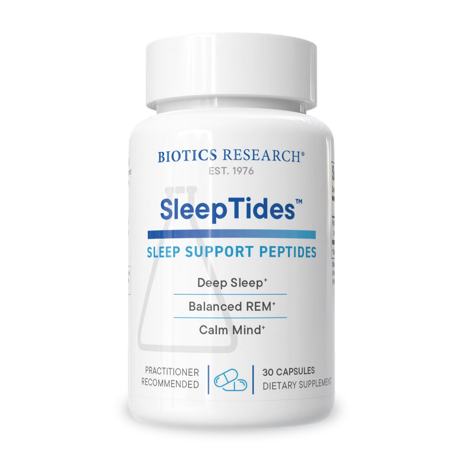 Biotics Research SleepTides - Plant Peptide Sleep Support for Deep and REM Sleep, Bioactive Rice Protein Peptides, Supports Healthy Cortisol Levels, Non-Habit Forming, Gluten, Dairy, GMO Free, 30 Caps - Maple Wellness Supplements