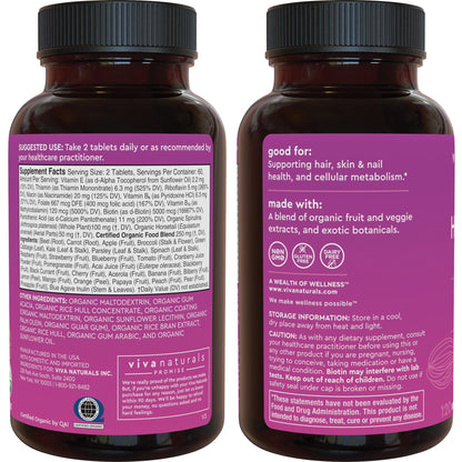 Biotin 5000 mcg Hair Skin Nails Vitamins for Women – Organic and Vegetarian-Friendly Supplement with Vitamin E, B-Vitamins, Spirulina - Maple Wellness Supplements