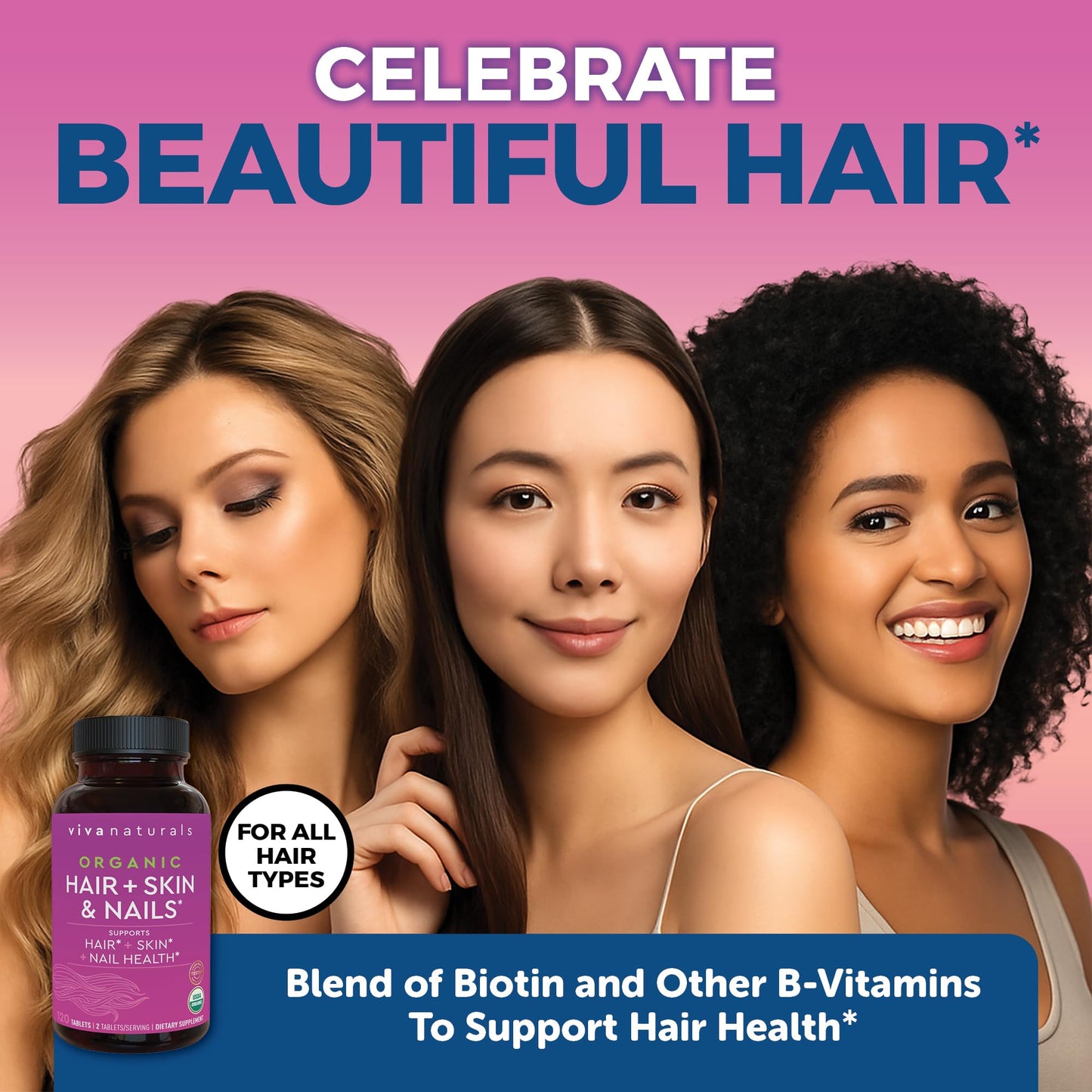 Biotin 5000 mcg Hair Skin Nails Vitamins for Women – Organic and Vegetarian-Friendly Supplement with Vitamin E, B-Vitamins, Spirulina - Maple Wellness Supplements