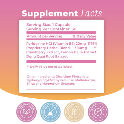 BIOTOPLEVEL PMS Support Supplement for Women & PMS Relief, Hormone Balance & Menstrual Period Relief for Cramps, Bloating & Mood Swings with Chasteberry, Vitamin B6, Lemon Balm, Dong Quai, 30 Count - Maple Wellness Supplements