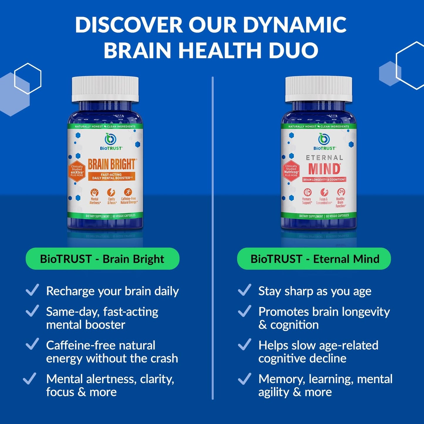 BioTrust Brain Bright – Daily Nootropic Boost for Focus, Concentration, Mental Clarity – Caffeine Free Nootropics Brain Support Supplement – Thai Ginger, Ginkgo, Folate, L-Theanine – 30 Servings - Maple Wellness Supplements