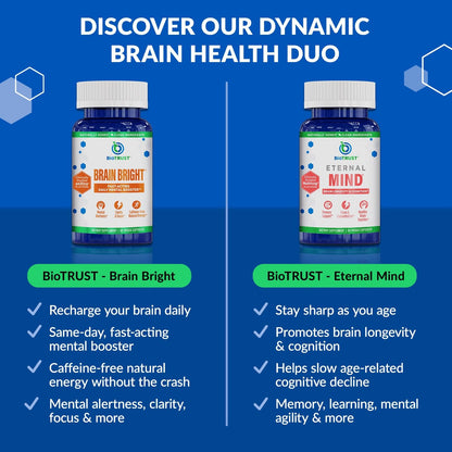 BioTrust Brain Bright – Daily Nootropic Boost for Focus, Concentration, Mental Clarity – Caffeine Free Nootropics Brain Support Supplement – Thai Ginger, Ginkgo, Folate, L-Theanine – 30 Servings - Maple Wellness Supplements