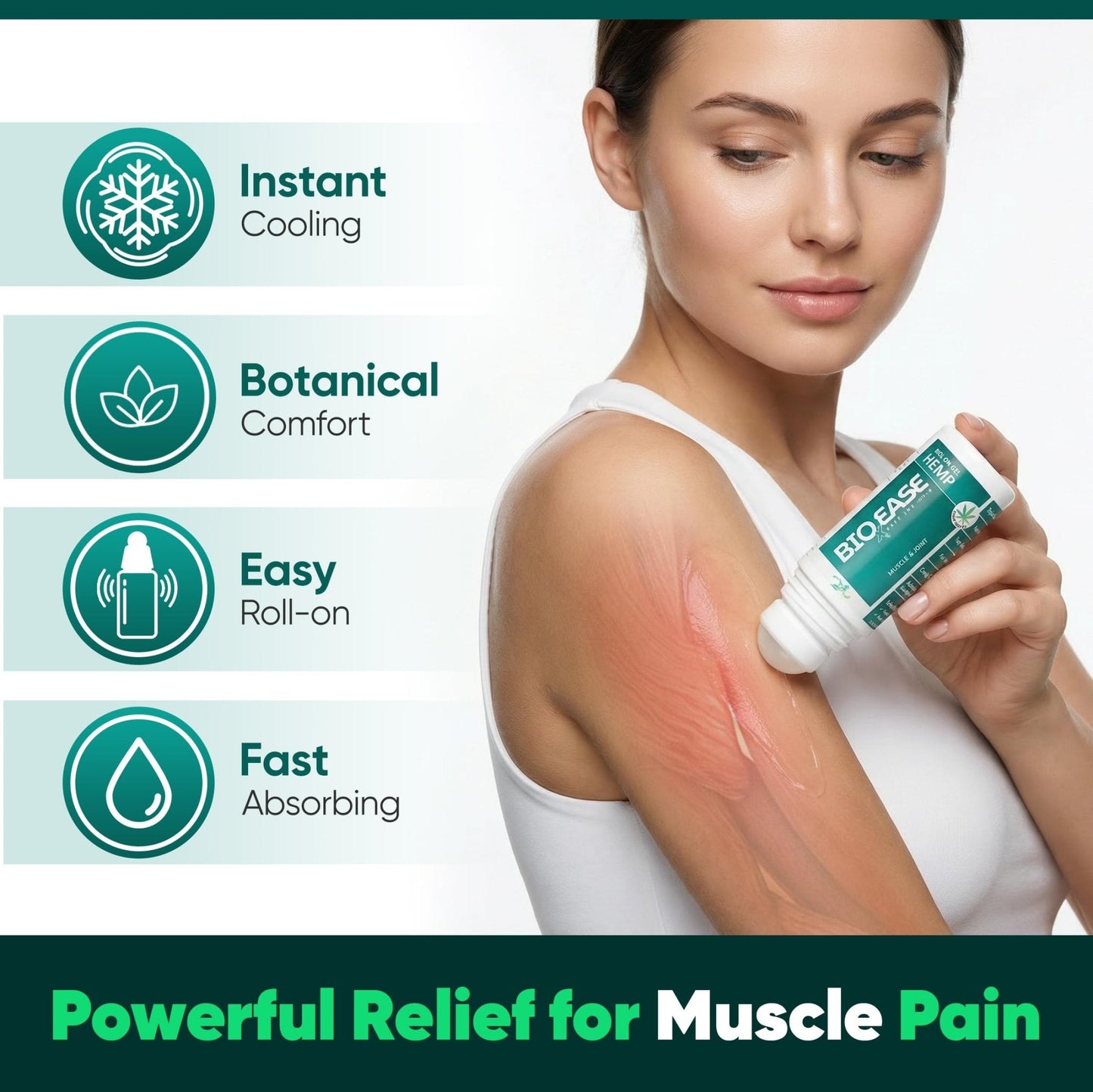 BioXPressEase Fast-Acting Hemp Pain Relief Roll On - Highly Effective, Cool & Topical Pain Relief Extra Strength for Muscle, Joint, & Back – Easy Roll On Maximum Strength - Made in USA - Maple Wellness Supplements