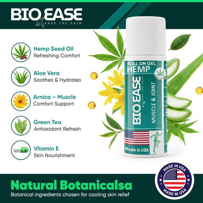 BioXPressEase Fast-Acting Hemp Pain Relief Roll On - Highly Effective, Cool & Topical Pain Relief Extra Strength for Muscle, Joint, & Back – Easy Roll On Maximum Strength - Made in USA - Maple Wellness Supplements