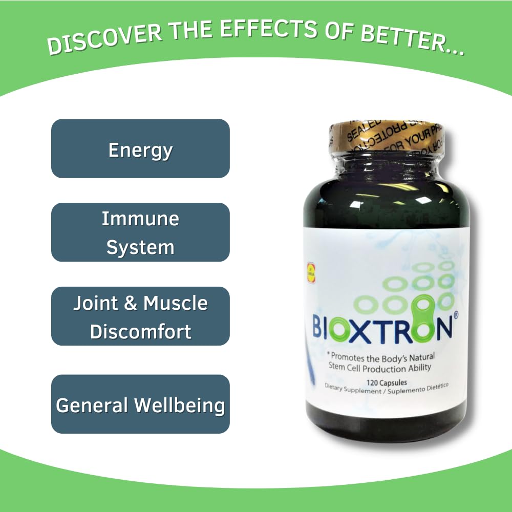 Bioxtron Natural AFA Stem Cell Supplement - Joint Support & Muscle Pain - Immune System Support - Natural Blue Green Algae Spirulina - 120 Caps - Maple Wellness Supplements