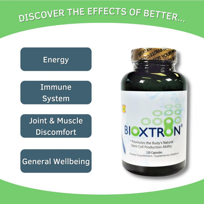 Bioxtron Natural AFA Stem Cell Supplement - Joint Support & Muscle Pain - Immune System Support - Natural Blue Green Algae Spirulina - 120 Caps - Maple Wellness Supplements