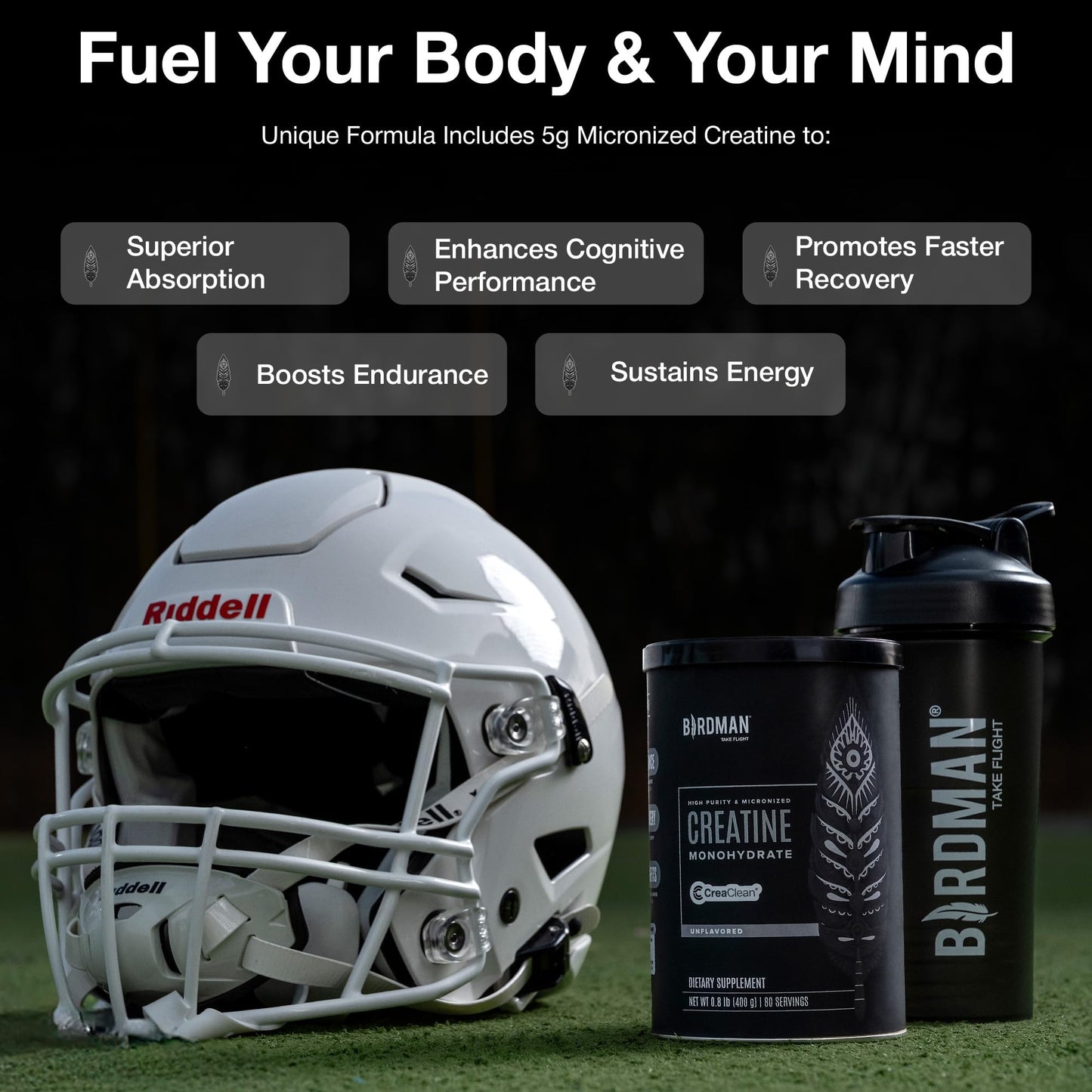 BIRDMAN Micronized Creatine Monohydrate Powder, Muscle Recovery, Caffeine Free, Creatine Pre Workout, Vegan, Post Workout, Gluten Free, Sugar Free - Maple Wellness Supplements