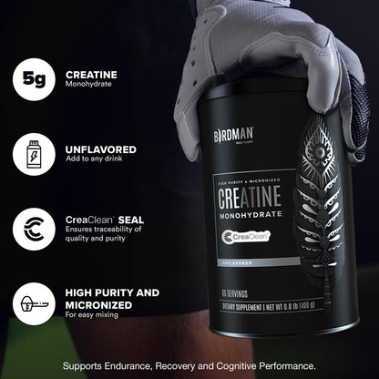BIRDMAN Micronized Creatine Monohydrate Powder, Muscle Recovery, Caffeine Free, Creatine Pre Workout, Vegan, Post Workout, Gluten Free, Sugar Free - Maple Wellness Supplements