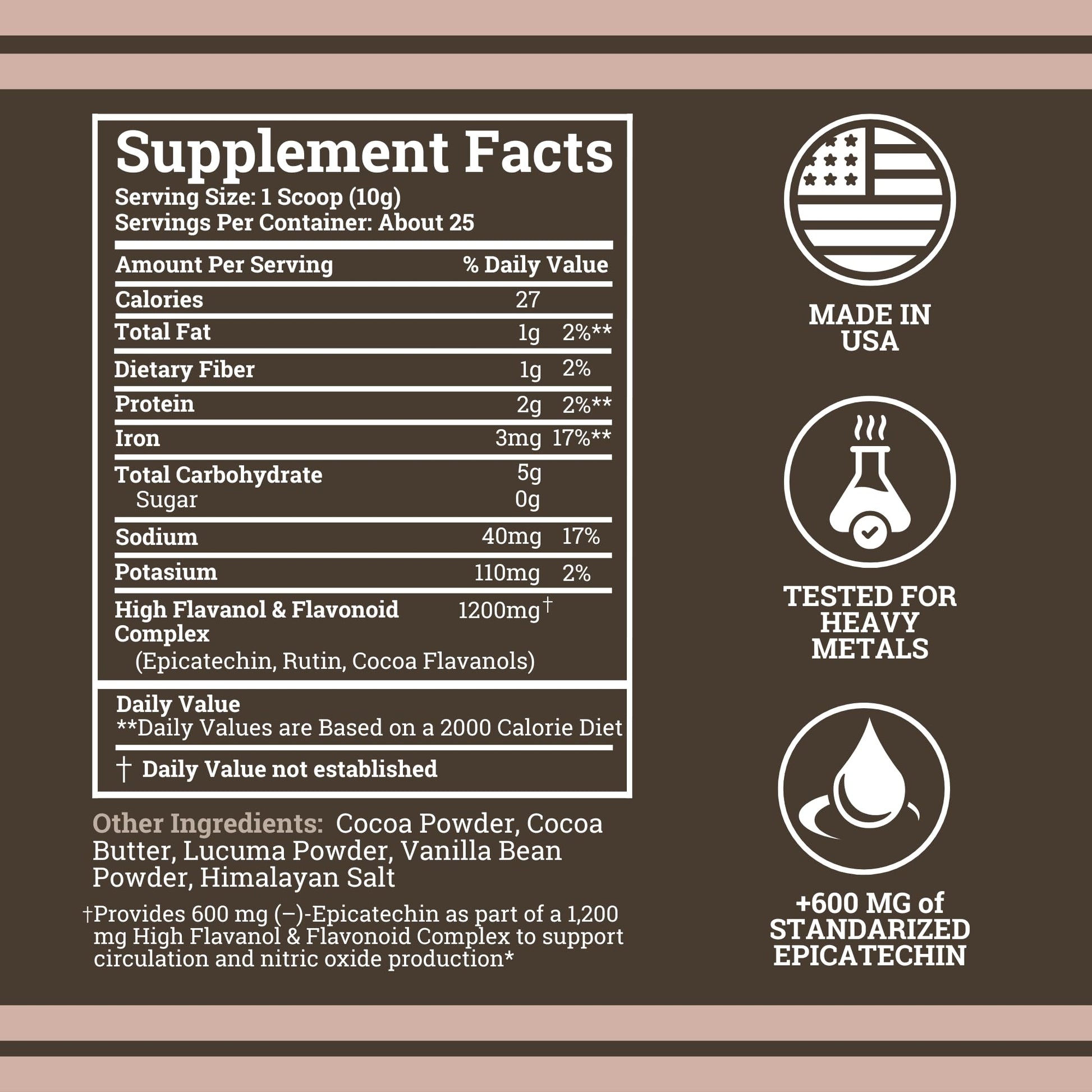 Black Forest High Flavanol Cocoa Powder (1200mg Flavanols & Flavonoids Supplements)10X More Flavanols (Epicatechin) Than Cocoa & 600mg of Epicatechin Supplement - Maple Wellness Supplements