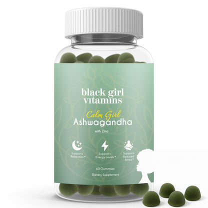 Black Girl Vitamins Calm Girl Ashwagandha + Zinc Gummies Stress Support, Promotes Relaxation & Mental Clarity, Supports Sleep & Immune Health - Maple Wellness Supplements