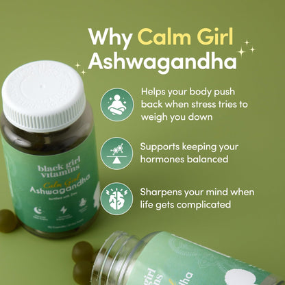 Black Girl Vitamins Calm Girl Ashwagandha + Zinc Gummies Stress Support, Promotes Relaxation & Mental Clarity, Supports Sleep & Immune Health - Maple Wellness Supplements
