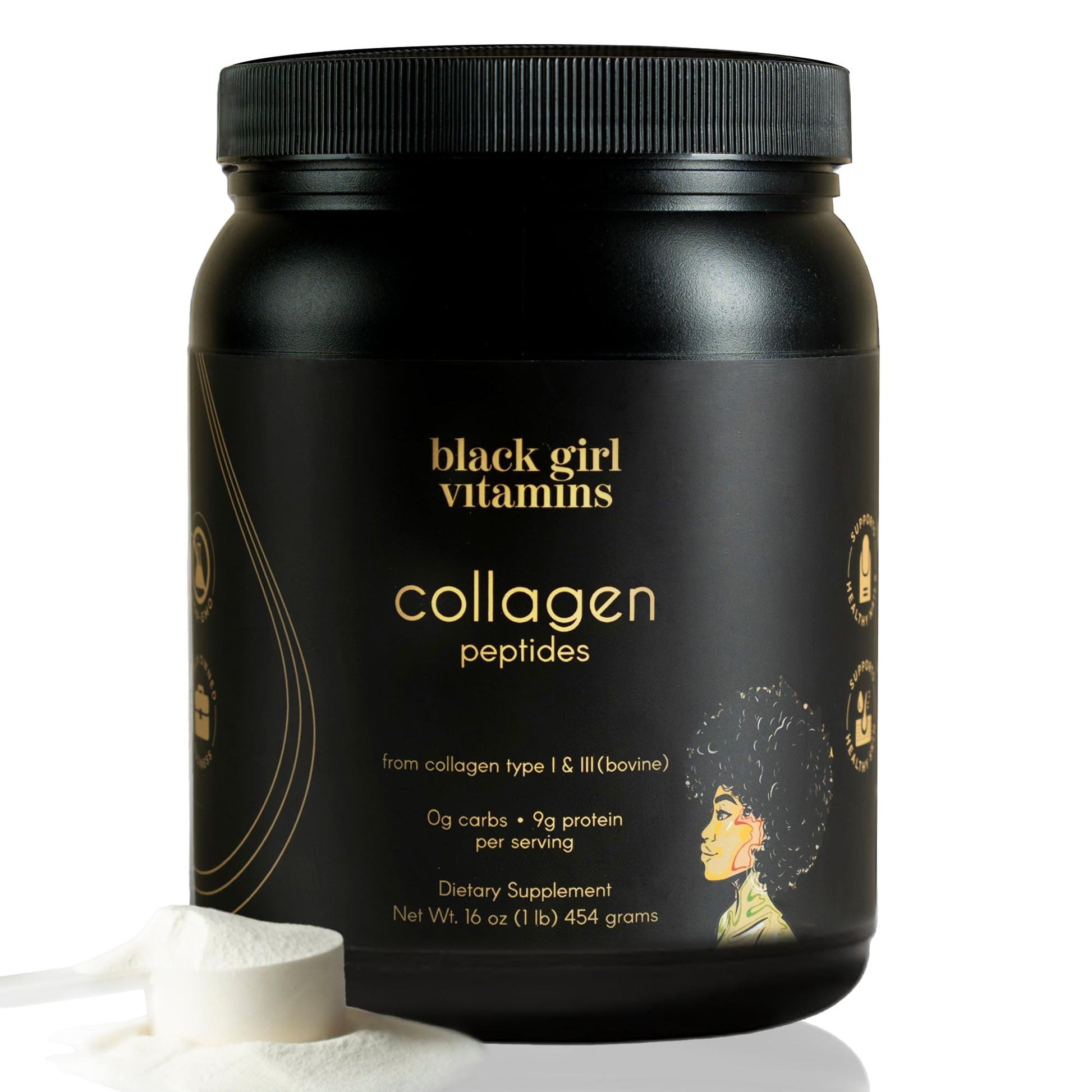 Black Girl Vitamins | Collagen Peptides Powder - Collagen for Skin, Hair & Nails - Unflavored Hydrolyzed Collagen Powder, Dairy-Free - Maple Wellness Supplements