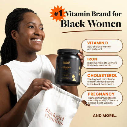Black Girl Vitamins | Collagen Peptides Powder - Collagen for Skin, Hair & Nails - Unflavored Hydrolyzed Collagen Powder, Dairy-Free - Maple Wellness Supplements