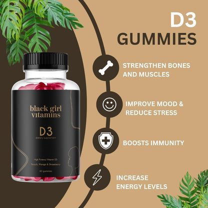 Black Girl Vitamins Look Good Feel Good Bundle – Hair Skin & Nails, Vitamin D3 2000IU & Once a Day Multivitamin - Women's Supplement Bundle - Maple Wellness Supplements