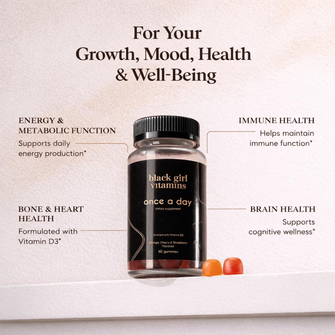 Black Girl Vitamins Once a Day - Womens Multivitamin Gummy - Vitamin A, B, C, E and Zinc. Multivitamin for Women, Immune Support. Vegan - Maple Wellness Supplements