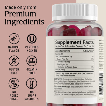 Blessments - Prebiotic Fiber Gummies for Adults & Kids with No Added Sugar- 5g (60 Count-2 Pack) High Fiber Supplement Gummies - Vegan - Keto Friendly - Maple Wellness Supplements