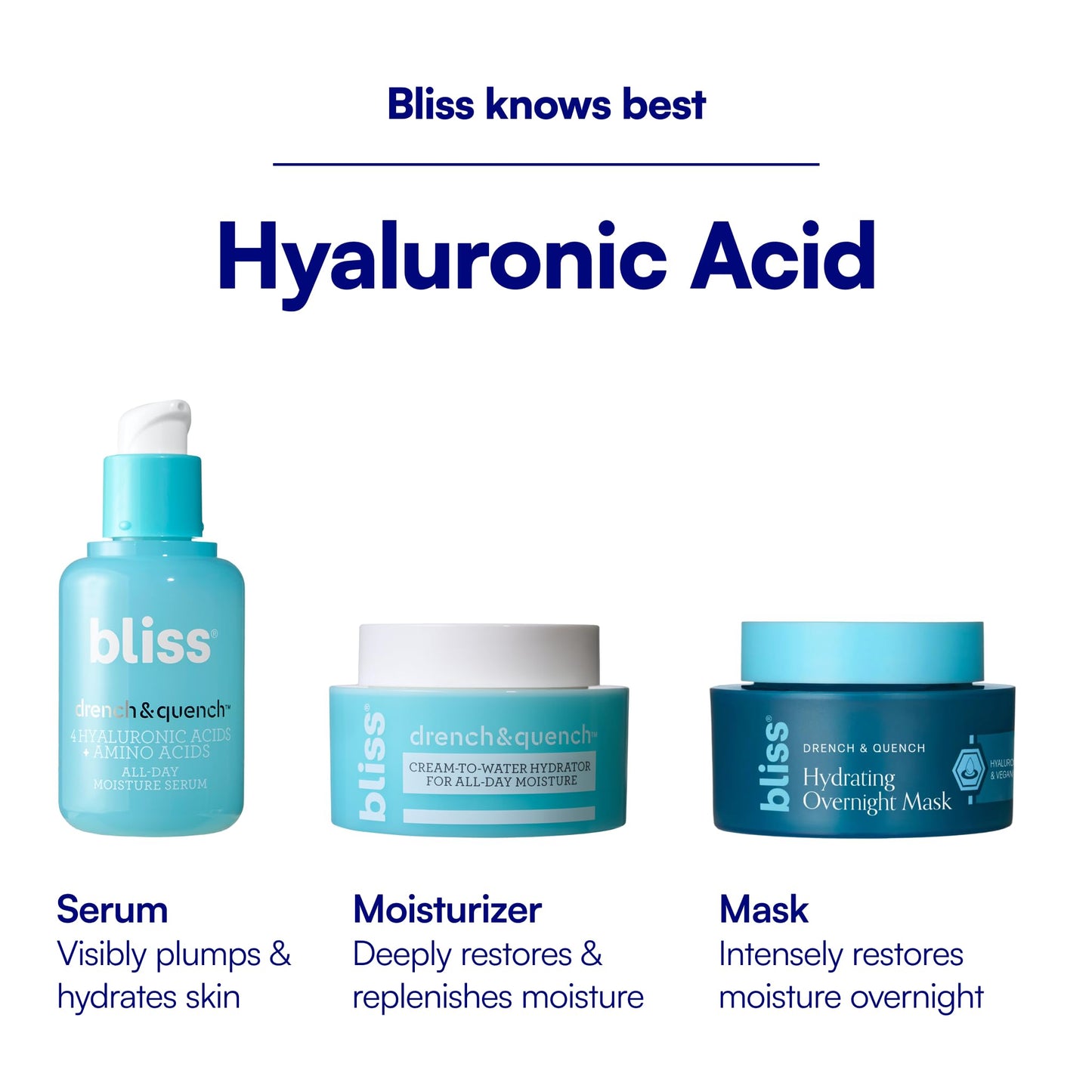 Bliss Drench & Quench Hyaluronic Acid Cream to Water Moisturizer | Lightweight Face Cream with 4 Types of Hyaluronic Acid for All Day Hydration and Plump Skin | Clean Vegan & Cruelty Free 1.7 fl oz - Maple Wellness Supplements