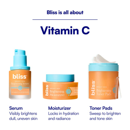 Bliss Vitamin C + Tri-Peptide Face Serum – Stabilized Vitamin C with Collagen-Boosting Peptide – Brightening Serum for Dark Spots - Maple Wellness Supplements