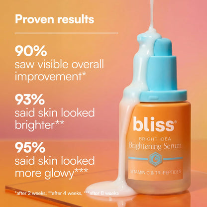 Bliss Vitamin C + Tri-Peptide Face Serum – Stabilized Vitamin C with Collagen-Boosting Peptide – Brightening Serum for Dark Spots - Maple Wellness Supplements