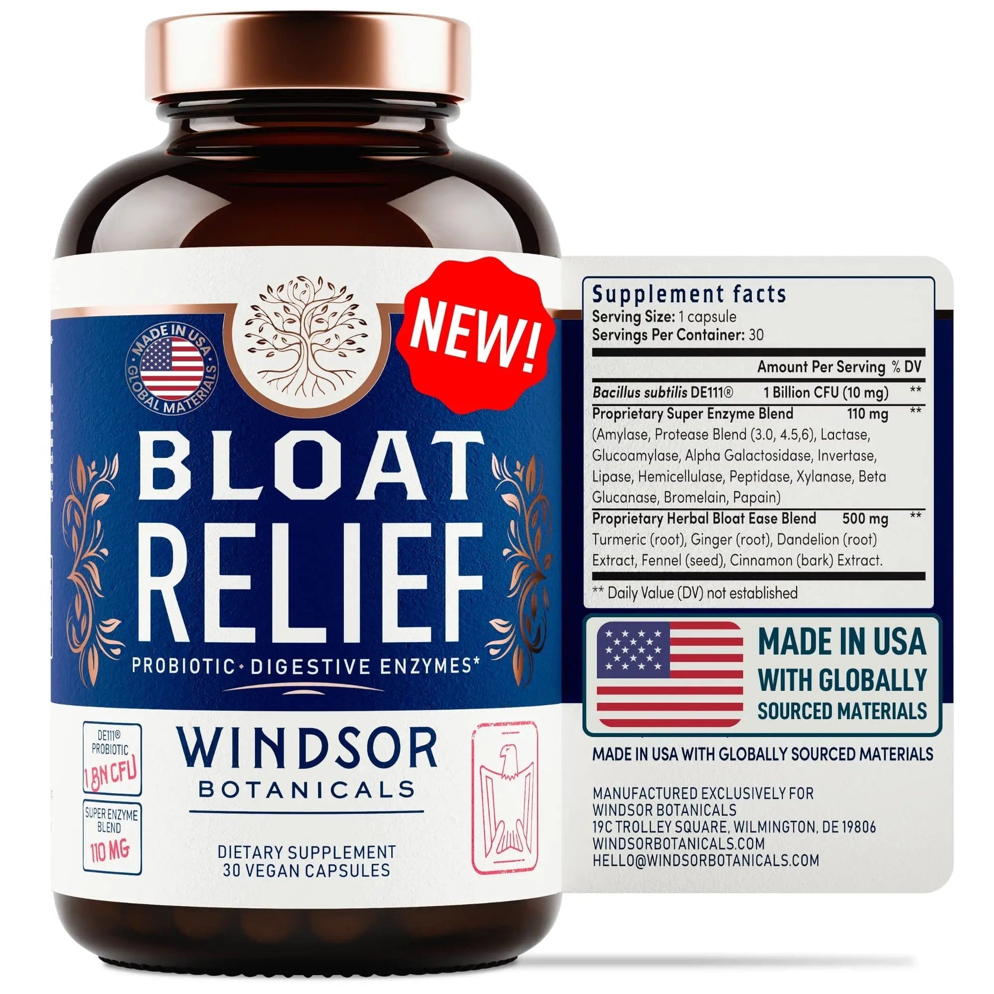Bloat Relief Probiotic and Digestive Enzymes - Anti Bloating Turmeric, Fennel, Bromelain IBS Supplement - Detox Debloat Capsules Gas - Bloating Relief for Women and Men - 30 Gut Health Pills - Maple Wellness Supplements