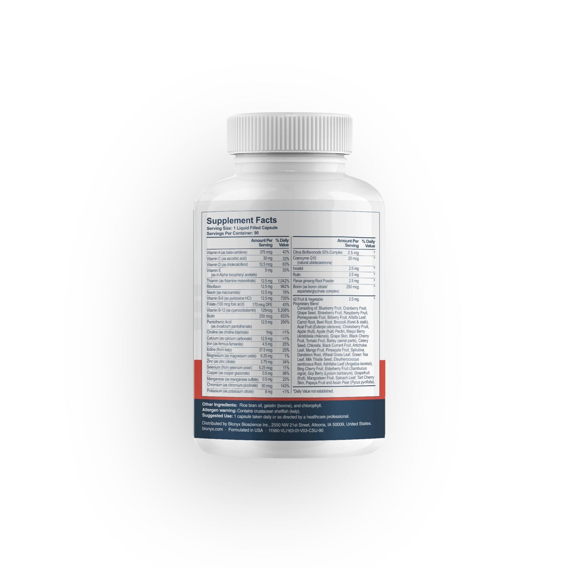 Blonyx Multivit+ Athlete's Multivitamin - Whole Food-Sourced Nutrients, Supports Performance & Muscle Health, 90 Day Supply - Maple Wellness Supplements