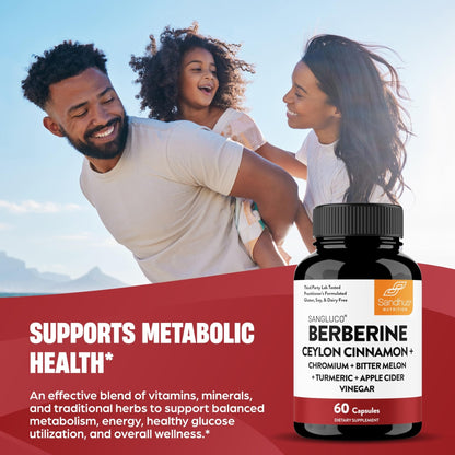 Blood Sugar Support Complex Supplement | Supports Healthy Blood Sugar Levels Already Within Normal Range | With Berberine, Cinnamon, Chromium, Turmeric - Maple Wellness Supplements