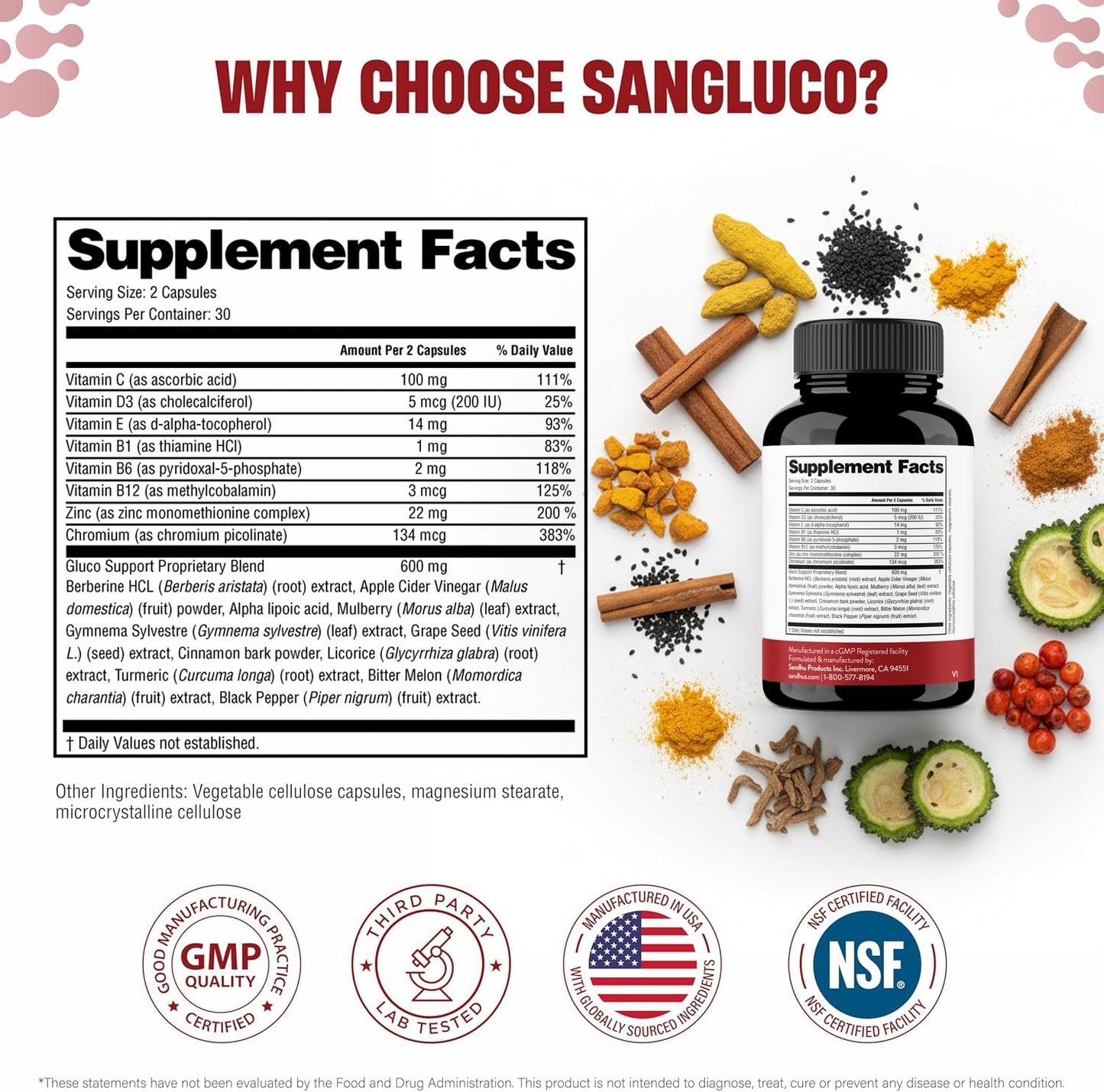 Blood Sugar Support Complex Supplement | Supports Healthy Blood Sugar Levels Already Within Normal Range | With Berberine, Cinnamon, Chromium, Turmeric - Maple Wellness Supplements