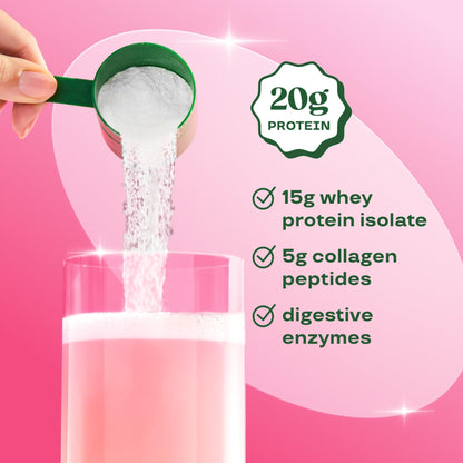 Bloom Clear Protein, Whey Protein Isolate with Collagen Peptides and Digestive Enzymes, 20g Protein, Sugar Free Post Workout Drink Mix, 90 Calories, - Maple Wellness Supplements