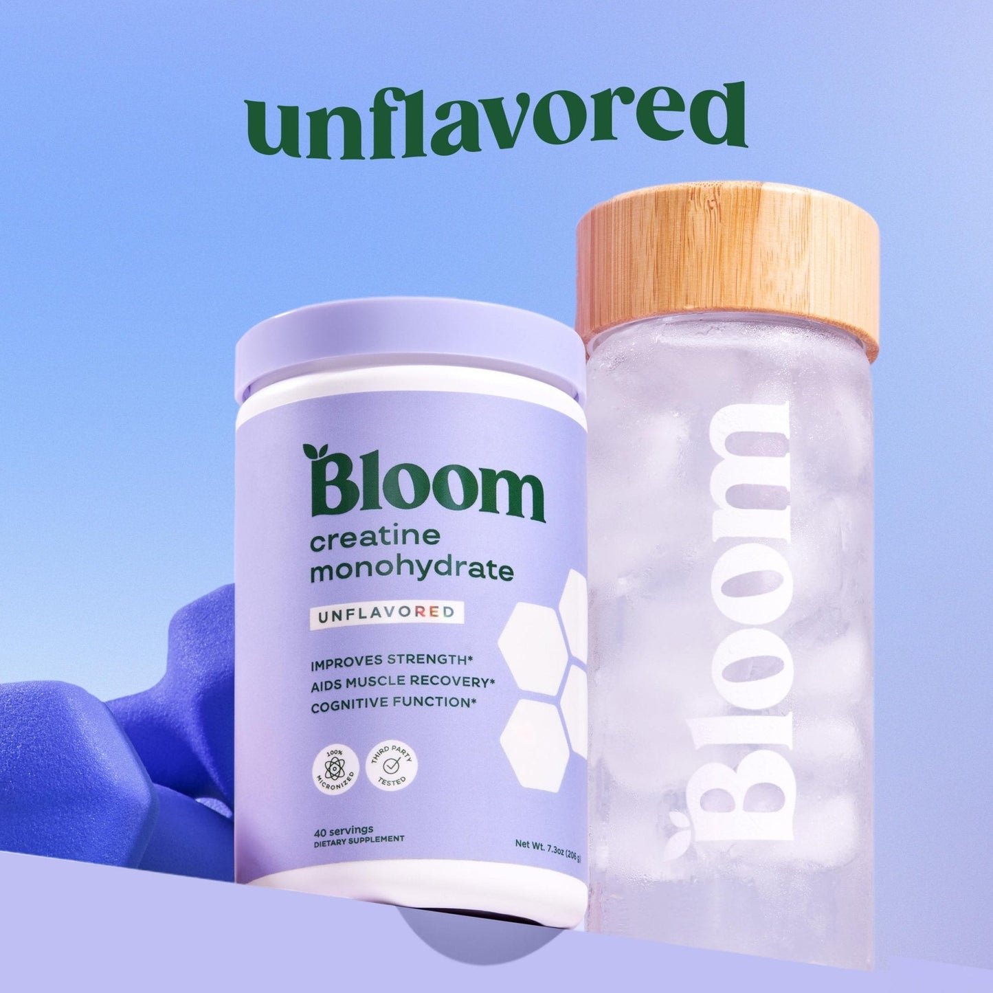Bloom Nutrition Creatine Monohydrate Powder, 5g Micronized Creatine per Serving, Supports Muscle Recovery, Strength, Endurance, Pre or Post Workout, Gluten Free, Non GMO, Unflavored, 40 SVG, 7.3 oz - Maple Wellness Supplements