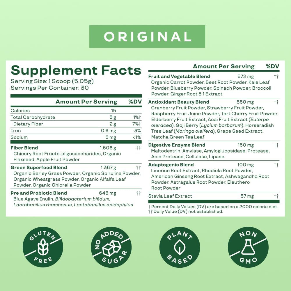 Bloom Nutrition Greens and Superfoods Powder for Digestive Health, Greens Powder - Maple Wellness Supplements