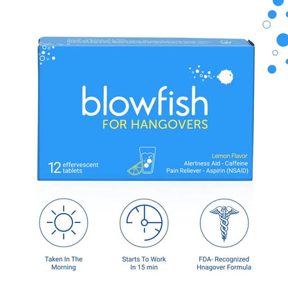 Blowfish for Hangovers - Fast Hangover Relief in 15 Minutes | FDA-Recognized Formulation | Headache Relief, Energy, and Hydration in One Step - Maple Wellness Supplements