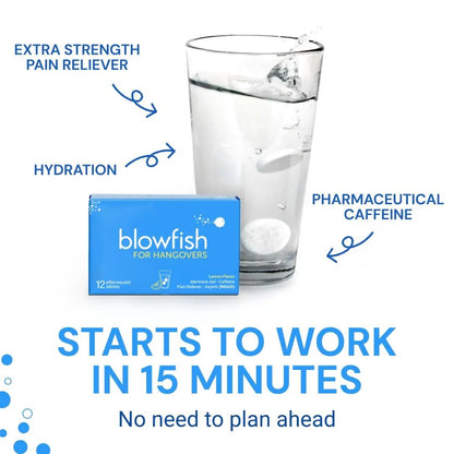 Blowfish for Hangovers - Fast Hangover Relief in 15 Minutes | FDA-Recognized Formulation | Headache Relief, Energy, and Hydration in One Step - Maple Wellness Supplements