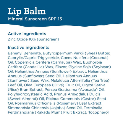 BLUE LIZARD Mineral SPF 15 Lip Balm, 3-Pack: Broad Spectrum Sun Protection, Natural Coconut Flavor, 8 Natural Oils - Maple Wellness Supplements