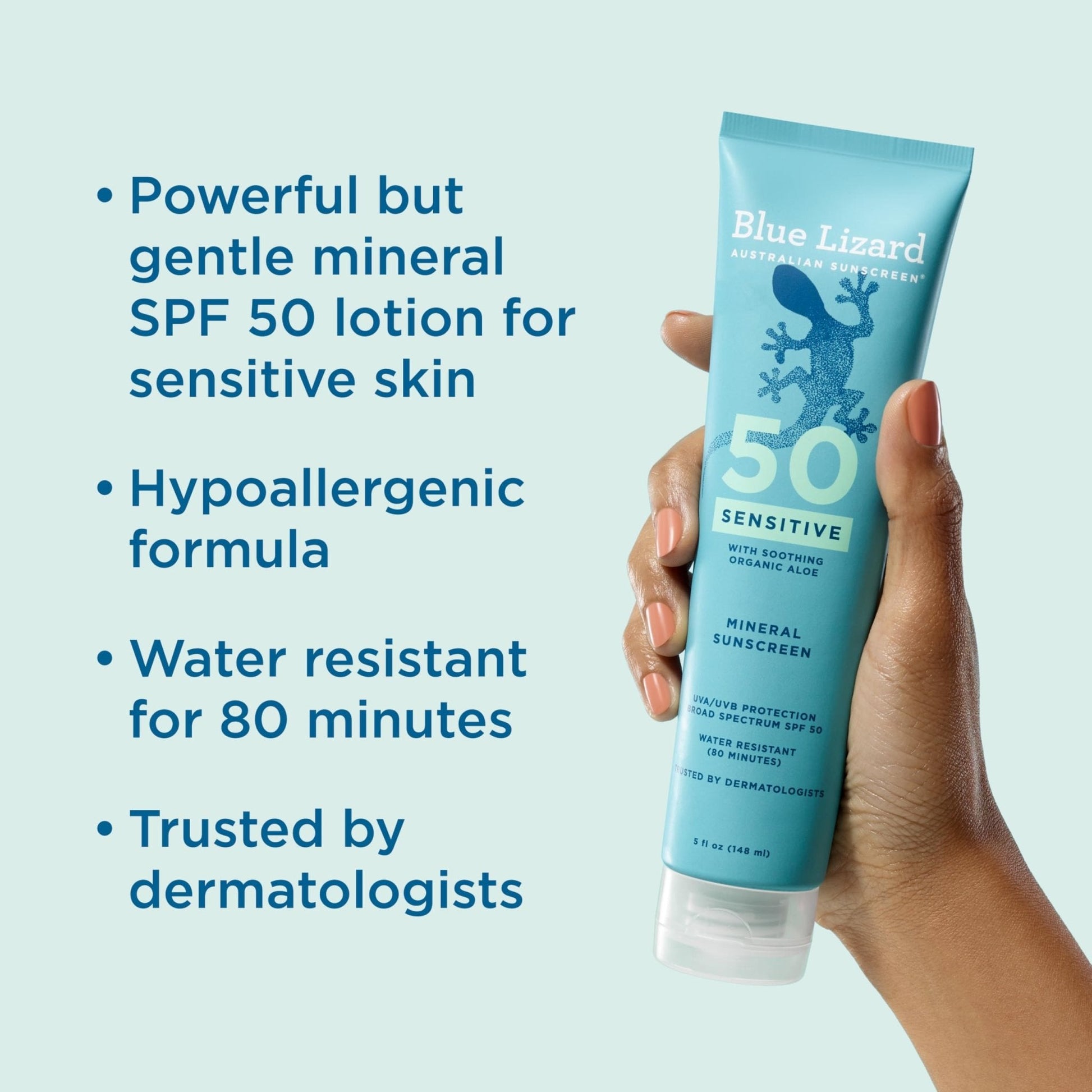 Blue Lizard Sensitive Mineral SPF 50 Sunscreen Lotion, 100% Mineral Sunscreen, UVA/UVB Protection - Maple Wellness Supplements