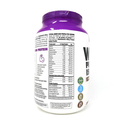 BlueBonnet 100% Natural Whey Protein Isolate Powder, Chocolate, 2 Pound - Maple Wellness Supplements