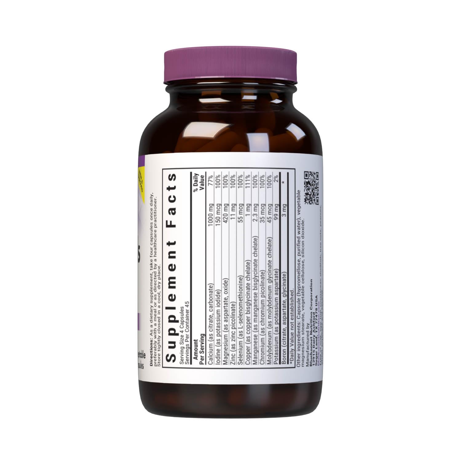Bluebonnet Multi Minerals Supplement Plus Boron Chelated Magnesium Potassium Copper Selenium Manganese Chromium & Zinc Complex for Women & Men - No Iron, Non-GMO, Gluten-Free - 180 Vegetable Capsules - Maple Wellness Supplements