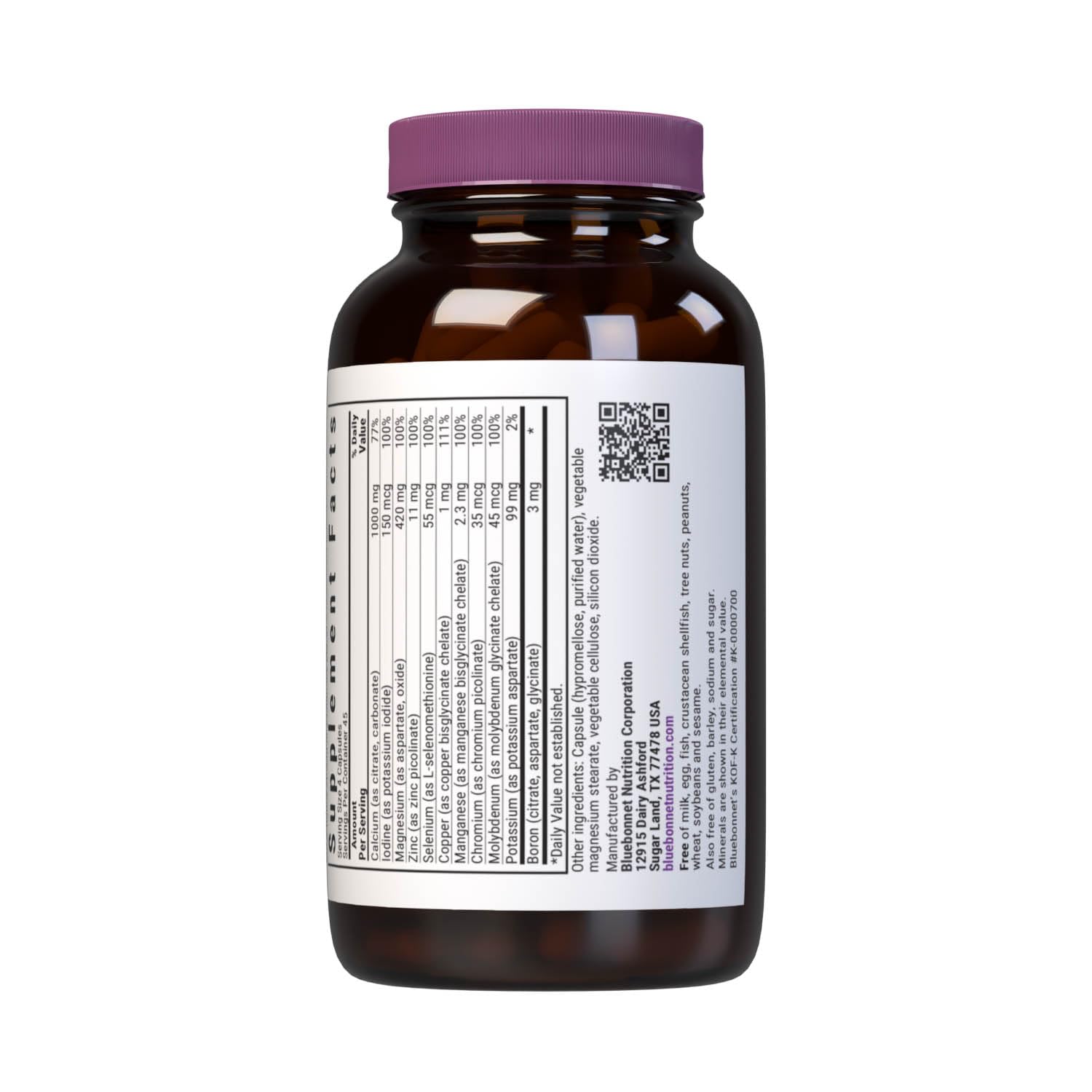 Bluebonnet Multi Minerals Supplement Plus Boron Chelated Magnesium Potassium Copper Selenium Manganese Chromium & Zinc Complex for Women & Men - No Iron, Non-GMO, Gluten-Free - 180 Vegetable Capsules - Maple Wellness Supplements