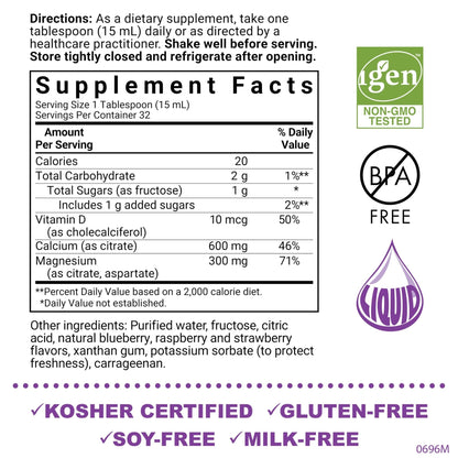 Bluebonnet Nutrition Liquid Calcium Citrate, Magnesium, Vitamin D3, Bone Health, Gluten Free, Soy Free, Milk Free, Kosher, 16 fl oz - Maple Wellness Supplements