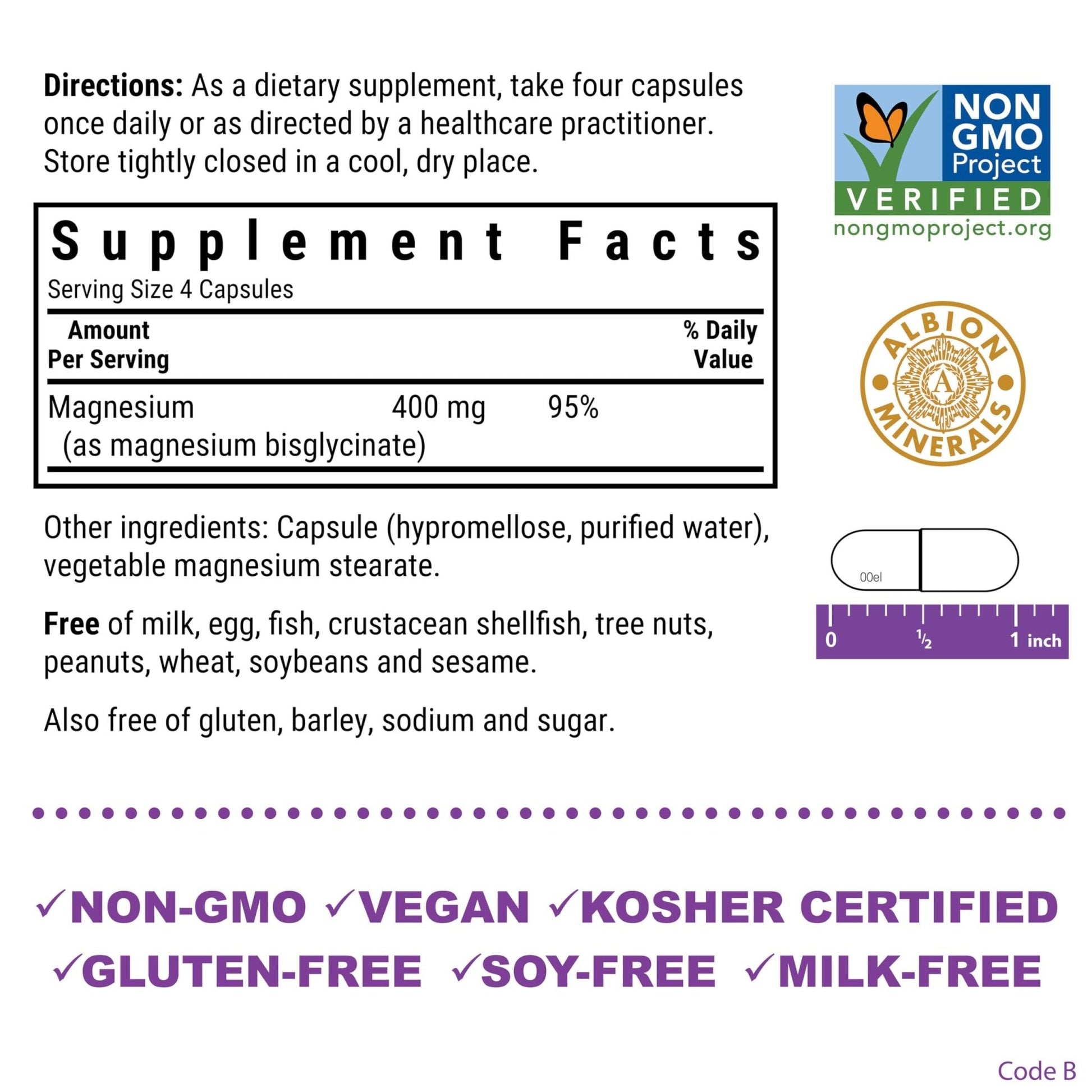 Bluebonnet Nutrition Magnesium Glycinate 400mg Maximum Absorption Mineral Complex Supports Energy Production & Enzyme Function - Non-GMO - Maple Wellness Supplements
