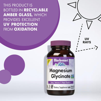 Bluebonnet Nutrition Magnesium Glycinate 400mg Maximum Absorption Mineral Complex Supports Energy Production & Enzyme Function - Non-GMO - Maple Wellness Supplements
