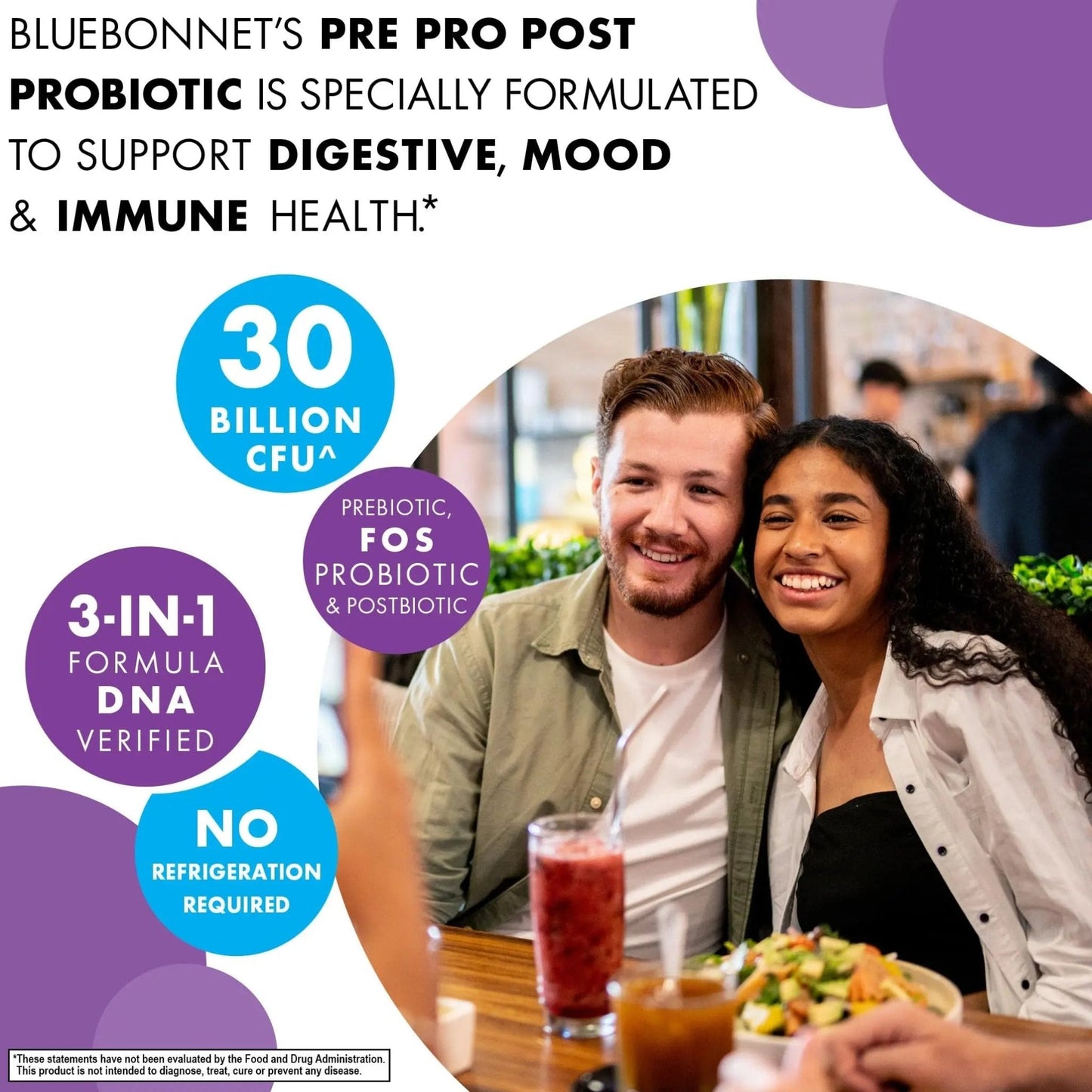BlueBonnet Nutrition Pre Pro Post Probiotic 30 Billion CFU^ Shelf Stable – for Women & Men Digestion, Gut, Mood, Immune* - Free of Dairy, Gluten & Soy - Non-GMO - 30 Vegetable Capsules, 30 Servings - Maple Wellness Supplements