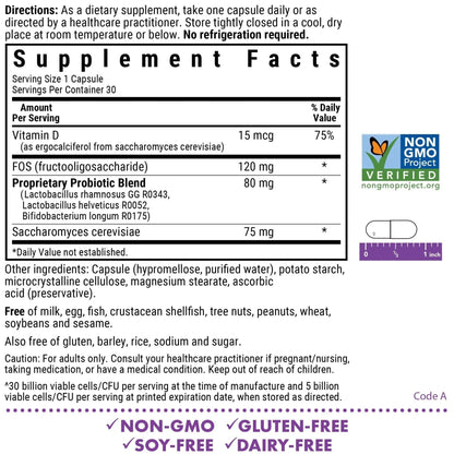 BlueBonnet Nutrition Pre Pro Post Probiotic 30 Billion CFU^ Shelf Stable – for Women & Men Digestion, Gut, Mood, Immune* - Free of Dairy, Gluten & Soy - Non-GMO - 30 Vegetable Capsules, 30 Servings - Maple Wellness Supplements