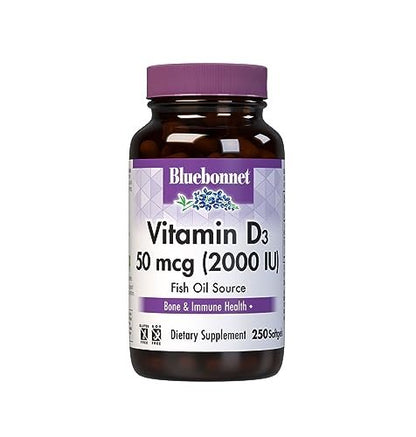 Bluebonnet Nutrition Vitamin D3 2000 IU50 mcg High Potency Immune Support - Maple Wellness Supplements