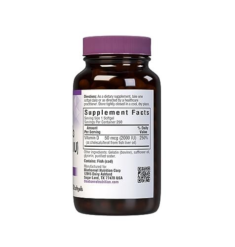 Bluebonnet Nutrition Vitamin D3 2000 IU50 mcg High Potency Immune Support - Maple Wellness Supplements